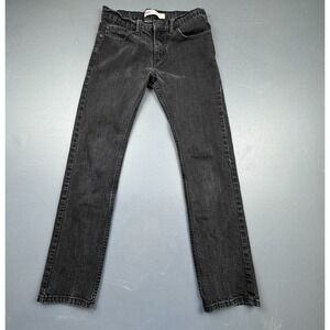 Levi's Premium Middy Straight Jeans Women's 28 Black Washed Grey Raw Hem Denim